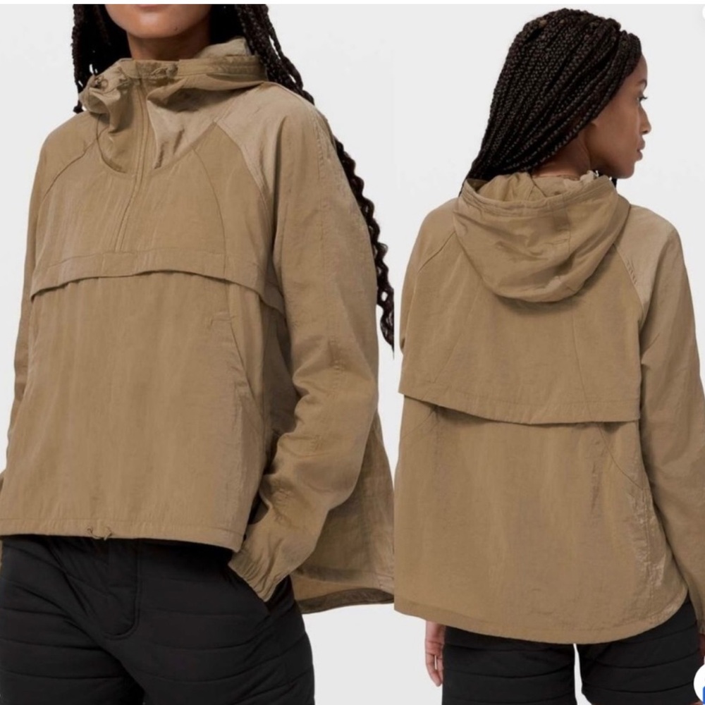 Lululemon Seek Vistas 1/2 Zip Rain Jacket Khaki
